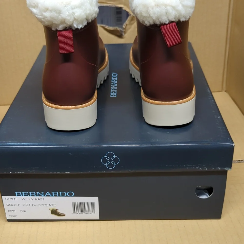 Anthropologie Bernardo Wiley rain Hit Chocolate Rain/winter  Boots, Size 8 - Picture 7 of 10